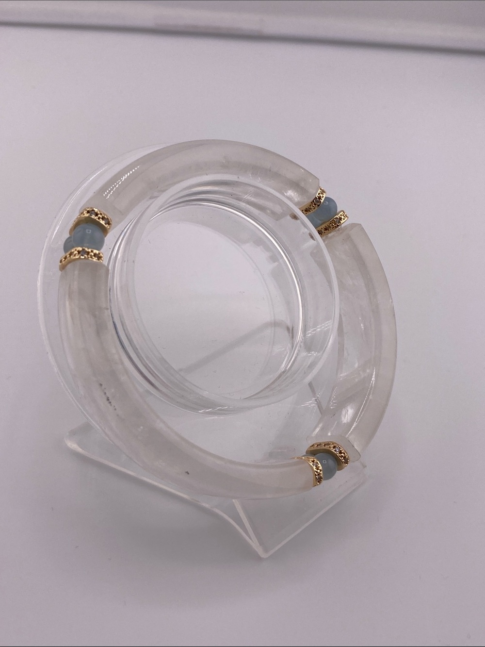 Clear Quartz Curved Segment Stretch Bracelet
